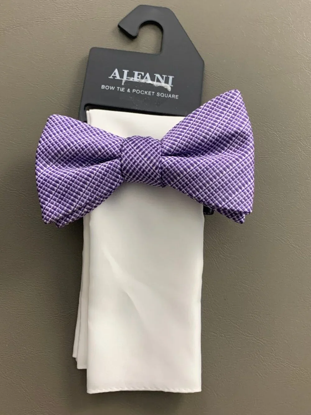 Alfani Men's 2-Piece Balaton Stripe Bow Tie & Solid Pocket Square Set, Purple